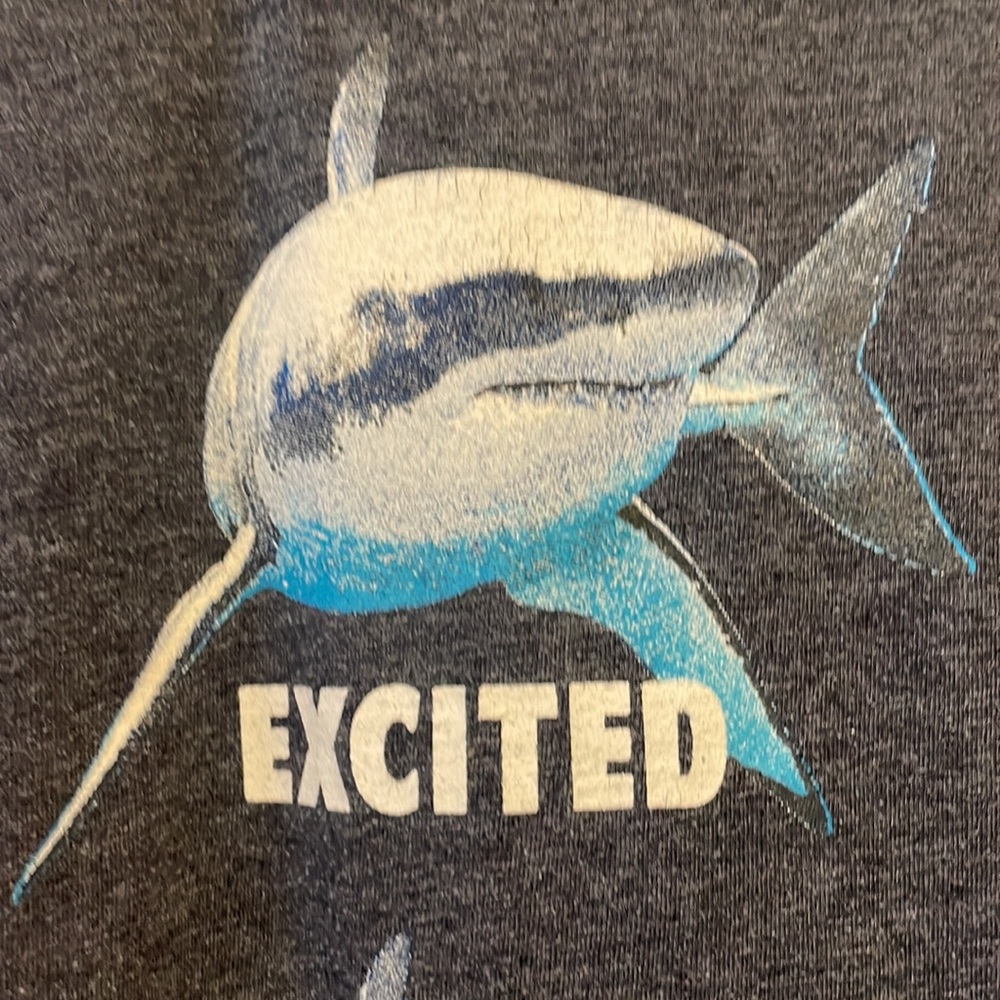 Gilman soft style Large #Sharks # humorous slate blue grey tee unisex textured